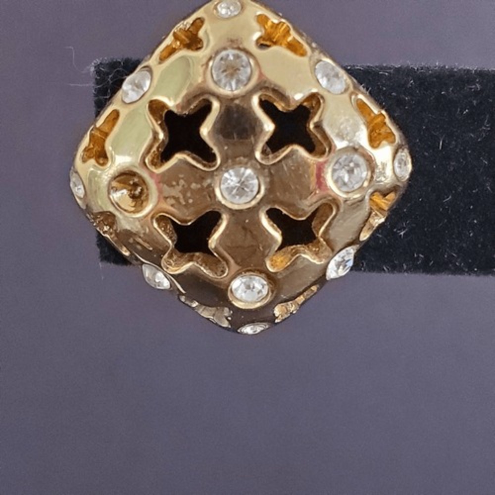 Swarovski Rectangular Earrings Gold Plated Clear … - image 2